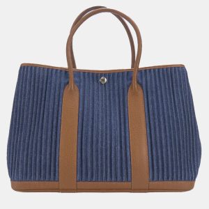 Hermes Tote Bag Garden 36 Denim Leather Pal Blue Indigo Indian Brown, Tote Handbags - Luxury Closet catalog
