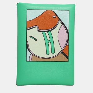 Hermes Vert Comics Swift Leather Saddle Printed Calvi Duo Wallet, Wallets & Money Clips - Luxury Closet catalog