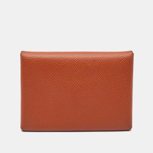 Herm&egrave;s Terre Battue Epsom Leather Calvi Duo Card Holder, Wallets & Money Clips - Luxury Closet catalog