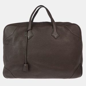 Hermes Chocolat Taurillon Clemence Victoria 50 Handbag, Tote Handbags - Luxury Closet catalog