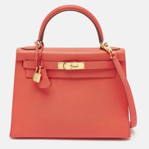 Hermes Rose Jaipur Epsom Leather Gold Finish Kelly Sellier 28 Bag, Satchels - Luxury Closet catalog