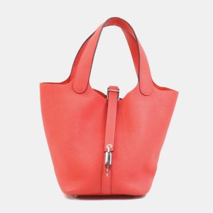 Hermes Rose Texas Taurillon Clemence Picotin Lock 18 Handbag, Tote Handbags - Luxury Closet catalog