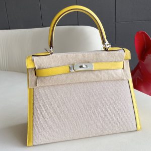 Hermes Napoli Yellow Canvas Kelly 28, Satchels - Luxury Closet catalog
