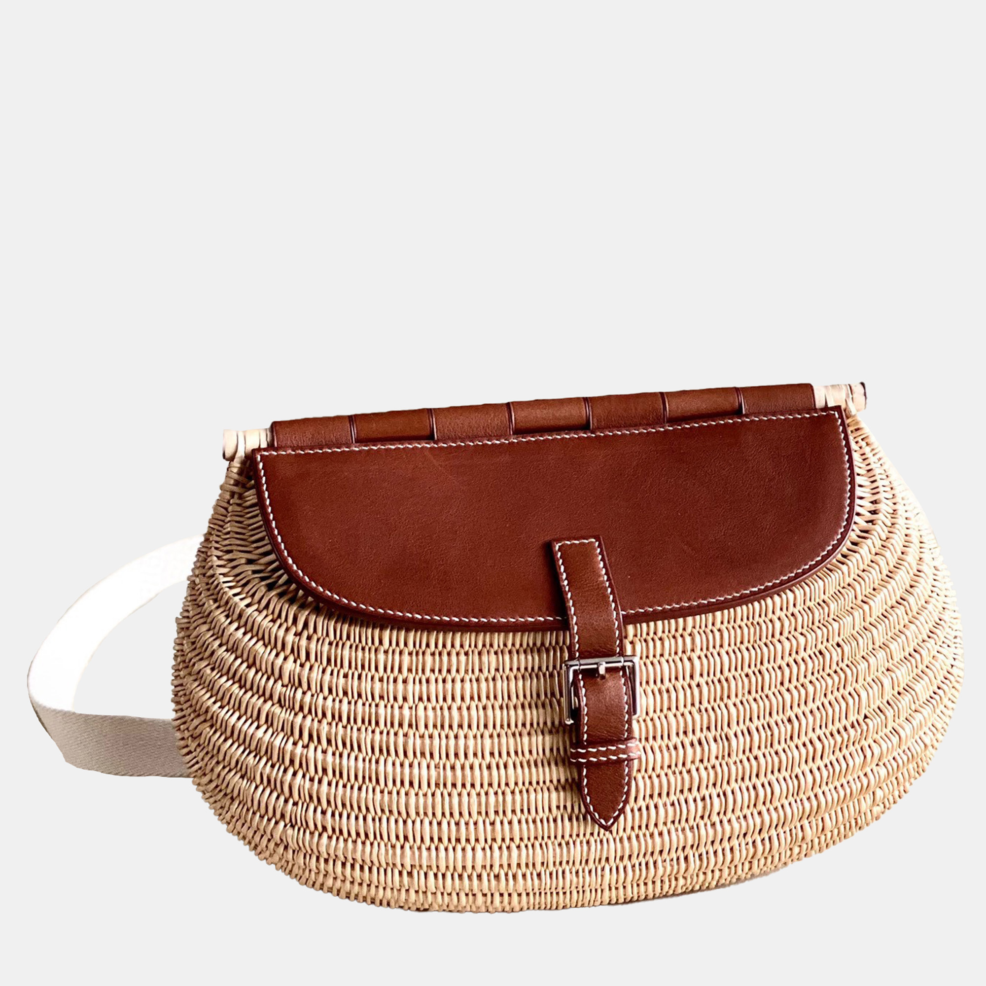 Hermes Leather and Bamboo Panier de Peche Shoulder Bag, Shoulder Bags - Luxury Closet catalog