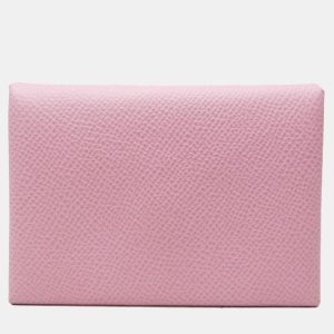 Hermes Pink Epsom Leather Calvi Duo Card Case, Wallets & Money Clips - Luxury Closet catalog