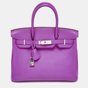 Hermes Magnolia Evercolor Leather Palladium Finish Birkin 30 Bag, Tote Handbags - Luxury Closet catalog