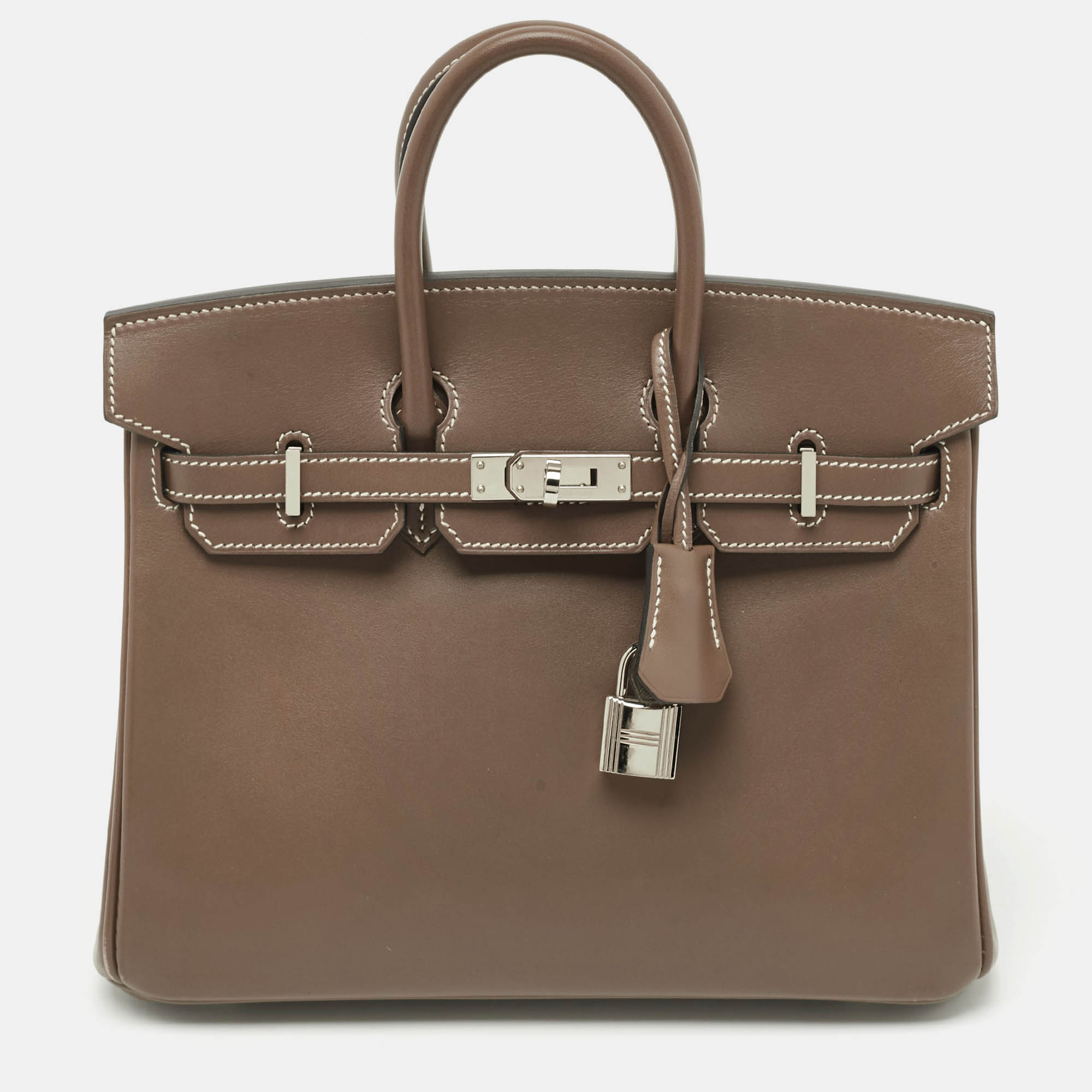 Hermes Etoupe Tadelakt Leather Palladium Finish Birkin 25 Bag, Tote Handbags - Luxury Closet catalog