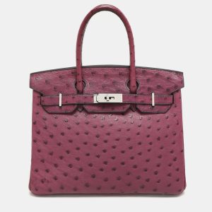 Hermes Violet Ostrich Leather Palladium Finish Birkin 30 Bag, Tote Handbags - Luxury Closet catalog