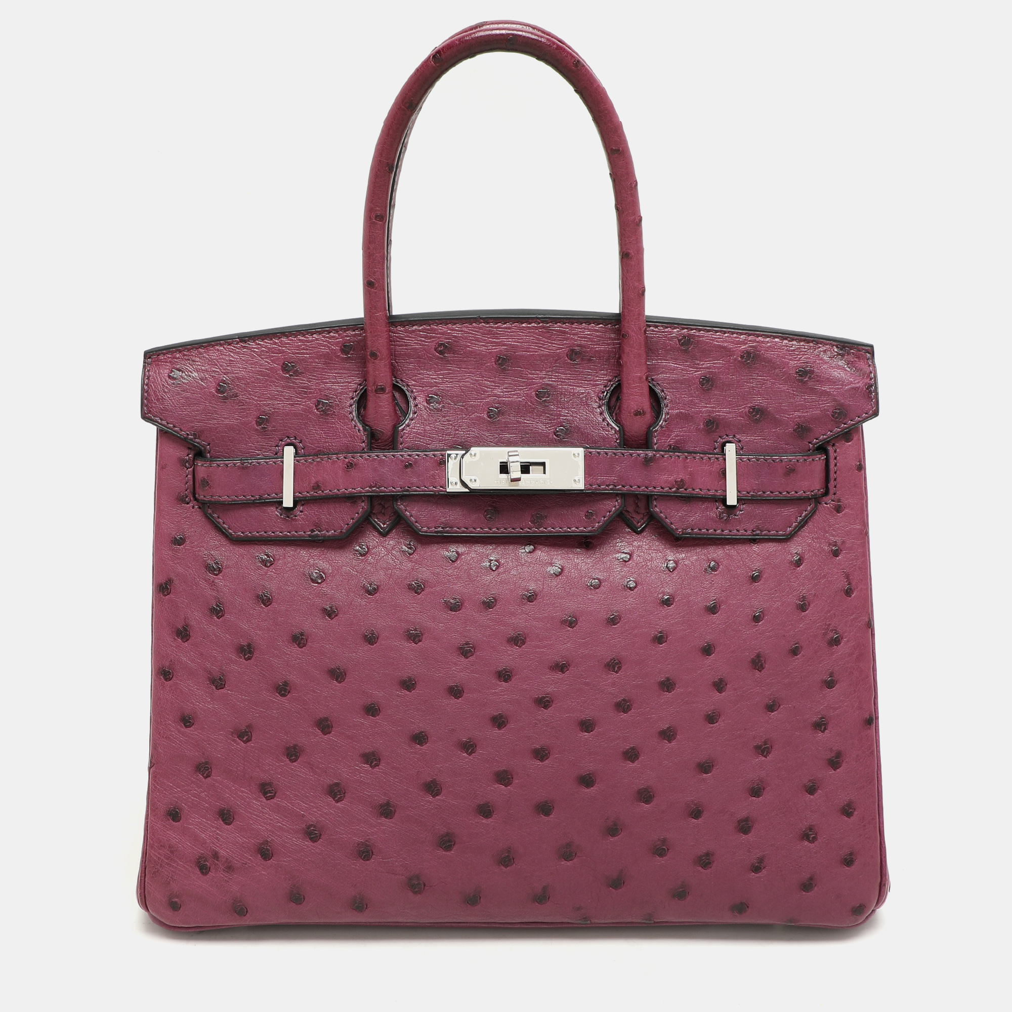 Hermes Violet Ostrich Leather Palladium Finish Birkin 30 Bag, Tote Handbags - Luxury Closet catalog