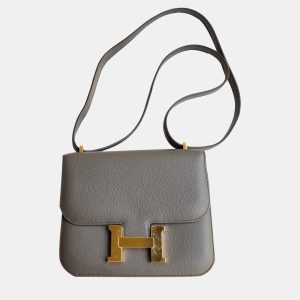 Hermes Tin Grey Epsom Leather Constance 19 Shoulder Bag, Handbags - Luxury Closet catalog