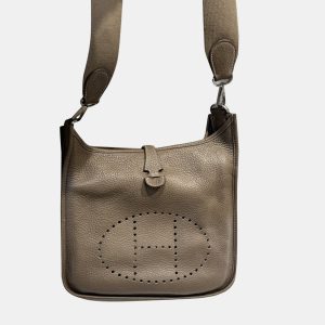 Hermes Etoupe Clemence Leather Evelyne 29 Crossbody Bag, Handbags - Luxury Closet catalog