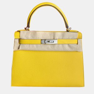 Hermes Naples Yellow Epsom Leather Kelly 28 Top Handle Bag, Tote Handbags - Luxury Closet catalog