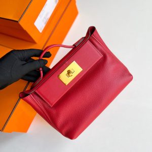 Hermes Mini Red Clemence Leather 24/24 Shoulder Bag, Tote Handbags - Luxury Closet catalog