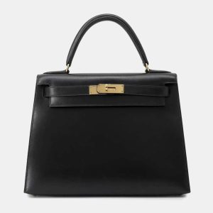 Hermes Black Box Calf Leather Kelly Sellier 28 Tote Bag, Tote Handbags - Luxury Closet catalog
