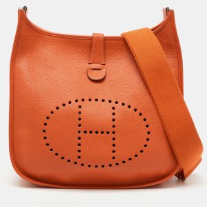 Hermes Orange Taurillon Clemence Leather Evelyne III GM Bag, Handbags - Luxury Closet catalog
