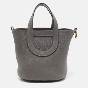 Hermes Gris Meyer Taurillon Clemence and Swift Leather In The Loop 18 Bag, Tote Handbags - Luxury Closet catalog