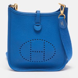 Herm&egrave;s Bleu France Taurillon Clemence Leather Evelyne TPM Bag, Shoulder Bags - Luxury Closet catalog
