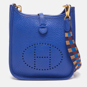 Hermes Bleu Royal/Bleu/Biscuit/Rouge H Taurillon Clemence Leather Maxi Quadrille Evelyne TPM Bag, Shoulder Bags - Luxury Closet catalog
