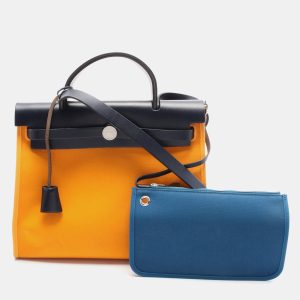 Hermes Navy Toile Herbag Zip PM Hand Shoulder Bag, Tote Handbags - Luxury Closet catalog