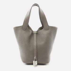 Hermes Etain Taurillon Clemence Picotin Lock 18 Handbag, Tote Handbags - Luxury Closet catalog
