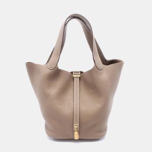 Hermes Etoupe Grey Clemence Leather Picotin Lock 22 Bag, Tote Handbags - Luxury Closet catalog