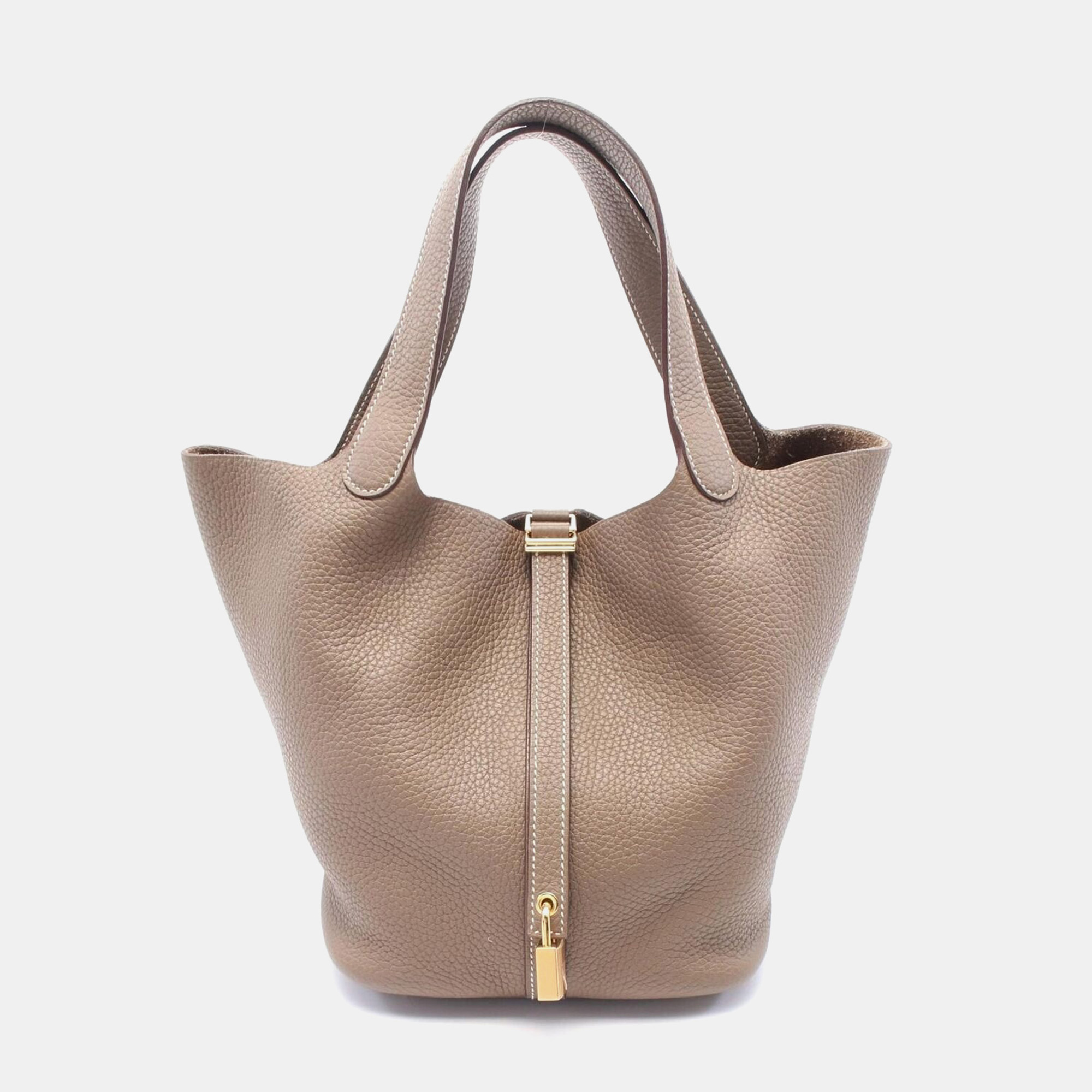 Hermes Etoupe Grey Clemence Leather Picotin Lock 22 Bag, Tote Handbags - Luxury Closet catalog