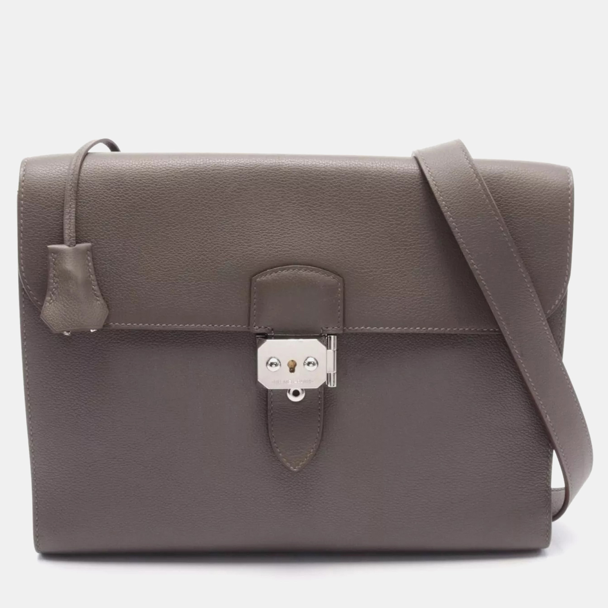 Hermes Etain Evercolor Leather Sac-a-depeche Business Bag, Tote Handbags - Luxury Closet catalog