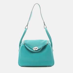 Hermes Vert Vertigo Taurillon Clemence Leather Lindy 26 Shoulder Bag, Tote Handbags - Luxury Closet catalog
