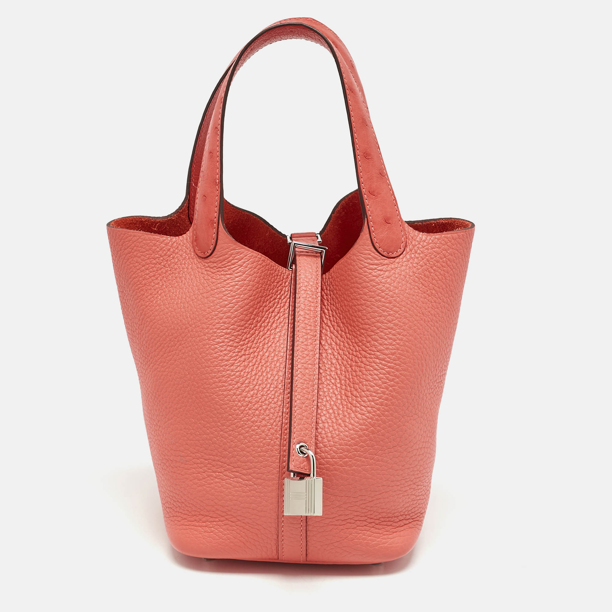 Hermès Rose Texas Ostrich and Taurillon Clemence Leather Picotin Lock 18 Bag, Tote Handbags - Luxury Closet catalog