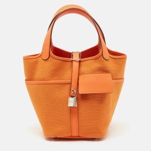 Hermès Orange Toile Goeland and Swift Leather Cargo Picotin Lock 18 Bag, Tote Handbags - Luxury Closet catalog