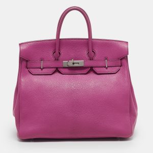 Hermes Fuchsia Chevre Leather Palladium Finish HAC Birkin 32 Bag, Tote Handbags - Luxury Closet catalog