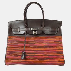 Hermes Purple Orange Ebene Vibrato Calf Birkin 35 Handbag, Tote Handbags - Luxury Closet catalog