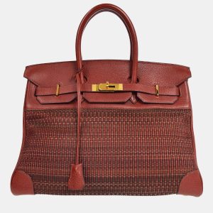 Hermes Rouge Crinoline Taurillon Clemence Birkin 35 Handbag, Tote Handbags - Luxury Closet catalog
