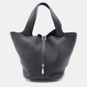 Hermes Black Taurillon Clemence Leather Picotin Lock 22 Bucket Bag, Tote Handbags - Luxury Closet catalog