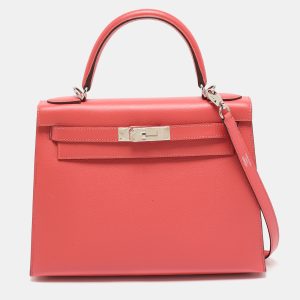 Hermes Rose Jaipur Epsom Leather Palladium Finish Kelly Sellier 28 Bag, Satchels - Luxury Closet catalog