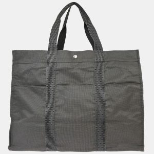Hermes Gray Canvas Herline TGM Tote Bag, Tote Handbags - Luxury Closet catalog