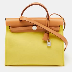 Hermes Soufre/Natural Toile Canvas and Vache Leather Herbag Zip 31 Bag, Satchels - Luxury Closet catalog