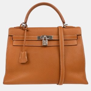 Hermes Gold Taurillon Clemence Kelly 32 Handbag, Satchels - Luxury Closet catalog