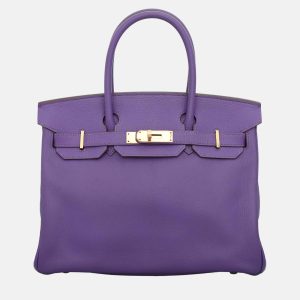 Hermes Purple Leather Birkin 30 Bag, Tote Handbags - Luxury Closet catalog