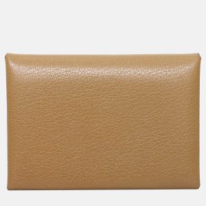 Hermes Brown Chevre de Coromandel Calvi Duo Compact Card Holder, Wallets & Money Clips - Luxury Closet catalog