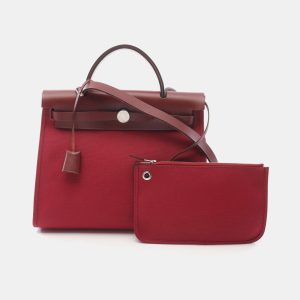 Hermes  Bordeaux Toile and Leather Herbag Zip 31 Handbag, Tote Handbags - Luxury Closet catalog