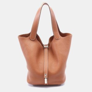 Hermes Picotin Lock 22 Brown Taurillon Clemence Leather Shoulder Bag, Tote Handbags - Luxury Closet catalog