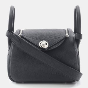 Hermes Black Taurillon Clemence Leather Lindy Mini Shoulder Bag, Shoulder Bags - Luxury Closet catalog