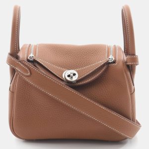 Hermes Gold Taurillon Clemence Leather Lindy Mini Shoulder Bag, Shoulder Bags - Luxury Closet catalog