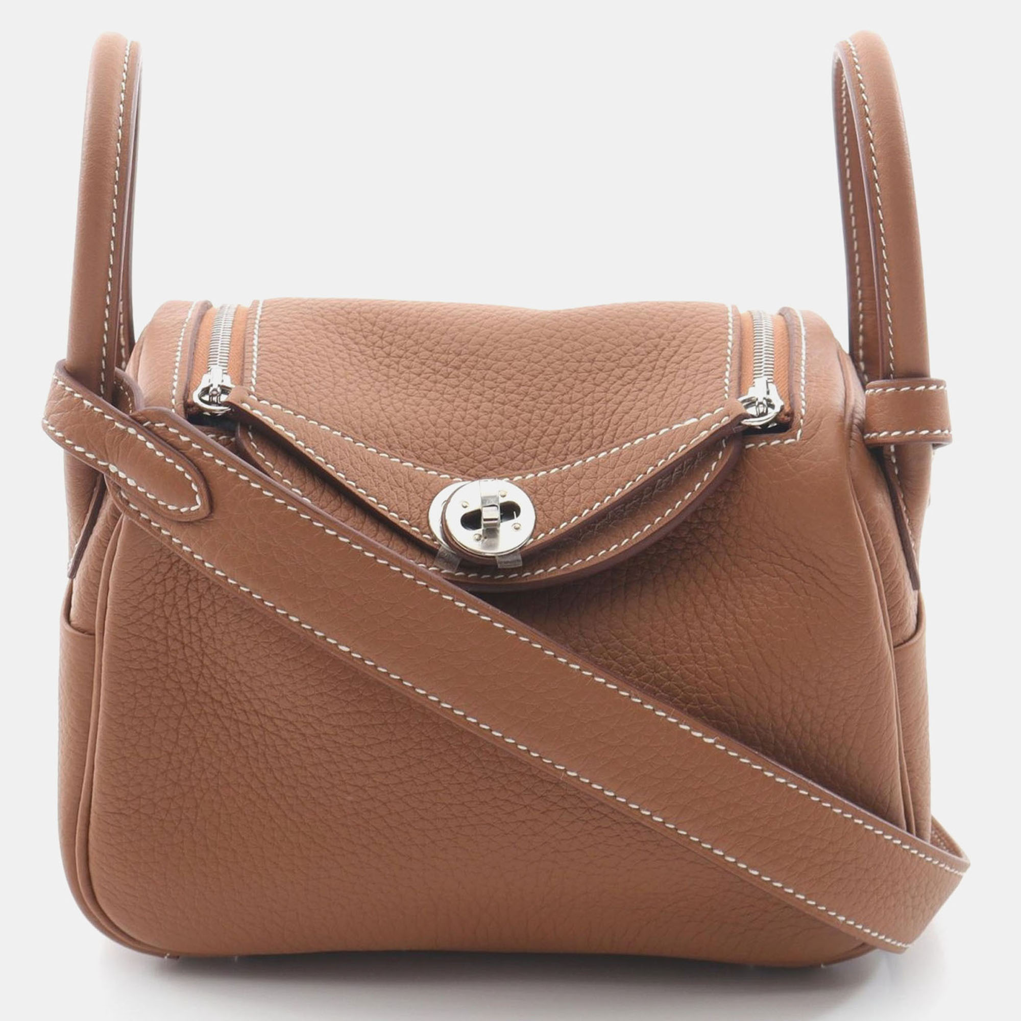 Hermes Gold Taurillon Clemence Leather Lindy Mini Shoulder Bag, Shoulder Bags - Luxury Closet catalog