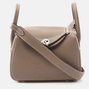 Hermes Lindy Mini Etoupe Grey Taurillon Clemence Leather Crossbody Bag, Handbags - Luxury Closet catalog