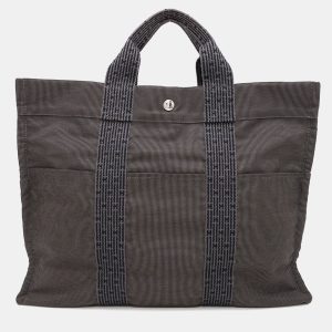 Hermes Her Line MM Gray Canvas Tote Bag, Tote Handbags - Luxury Closet catalog