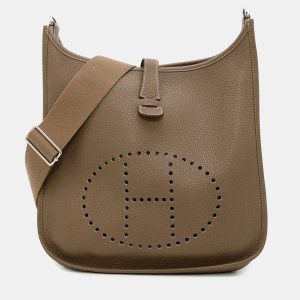 Hermes Evelyne III Etoupe Taurillon Clemence PM Shoulder Bag, Tote Handbags - Luxury Closet catalog