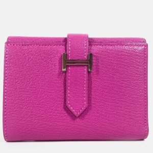 Hermes Bearn Compact Pink Purple Chevre Leather Trifold Wallet, Wallets & Money Clips - Luxury Closet catalog