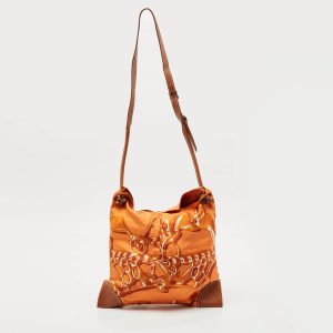 Hermes Orange/Brown Satin and Leather Silky City 33 Bag, Tote Handbags - Luxury Closet catalog